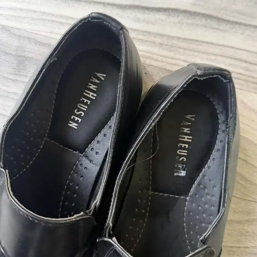 Van Heusen Men's Black Leather Bit Loafers Size 10.5